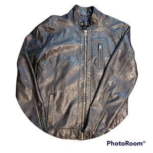 Men Buffalo david bitton black leather jacket size medium